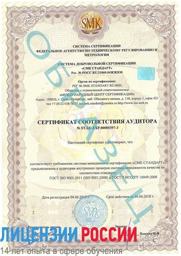 Образец сертификата соответствия аудитора №ST.RU.EXP.00005397-3 Евпатория Сертификат ISO/TS 16949