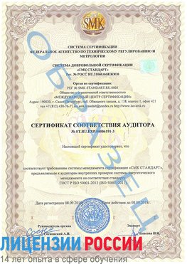 Образец сертификата соответствия аудитора №ST.RU.EXP.00006191-3 Евпатория Сертификат ISO 50001